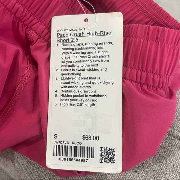 NWT Lululemon Pace Crush High Rise Shorts 2.5" In Raspberry Coulis Size Small 6 - Picture 5 of 7
